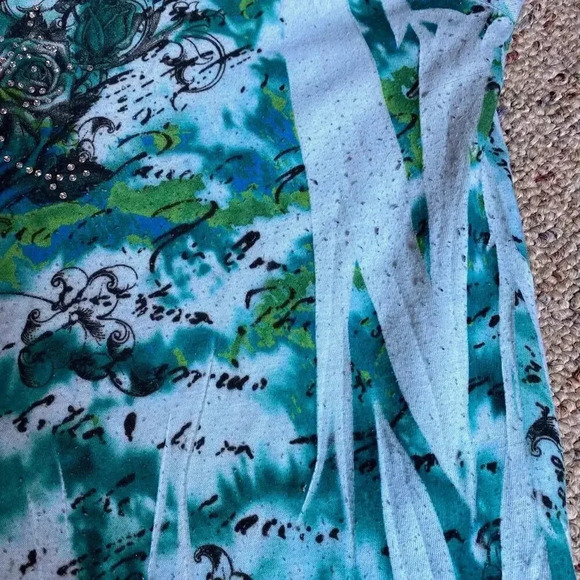 Lane Bryant Floral Print Gemstones V Neck Beach Summer Artsy Top Womens 18/20 - Picture 8 of 8